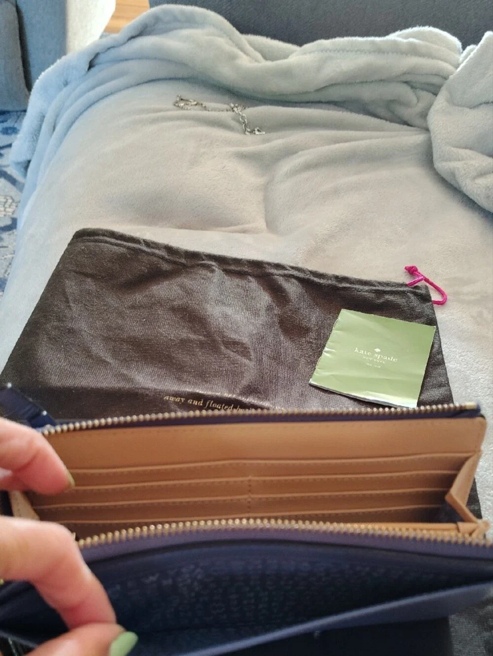 kate spade Lavender Blue Leather Zip Wallet with Wristlet